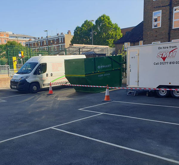 Asbestos removal from school corridor - site setup