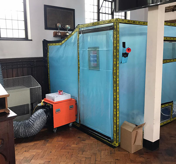 Asbestos removal from church - enclosure construction