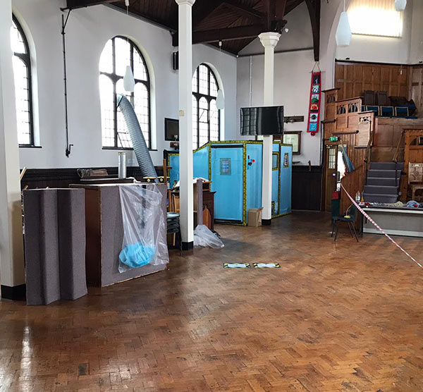 Asbestos removal from church - site setup