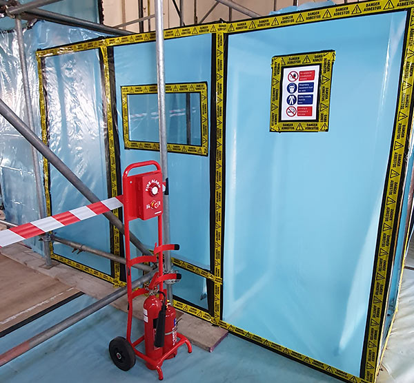 Asbestos removal from church - enclosure construction